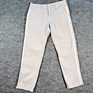 G1 All Purpose Goods Gray White Stripe Cotton Pants Chinos Womens 2 Raw Hem